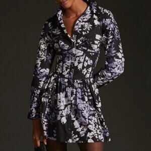 Anthropologie Floral Corset Detail L/S Shirt Dress